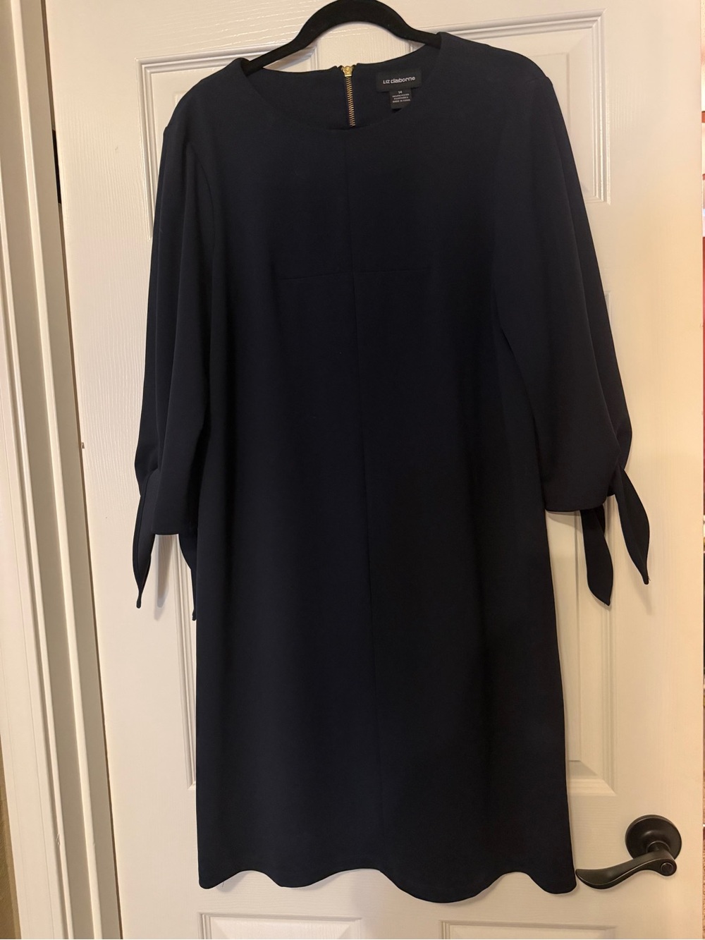 Liz Claiborne Navy Tie-Sleeve Shift Dress